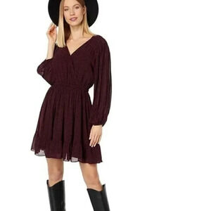 MADEWELL Size M Long Sleeve Floral Peasant Dress In CABERNET Red